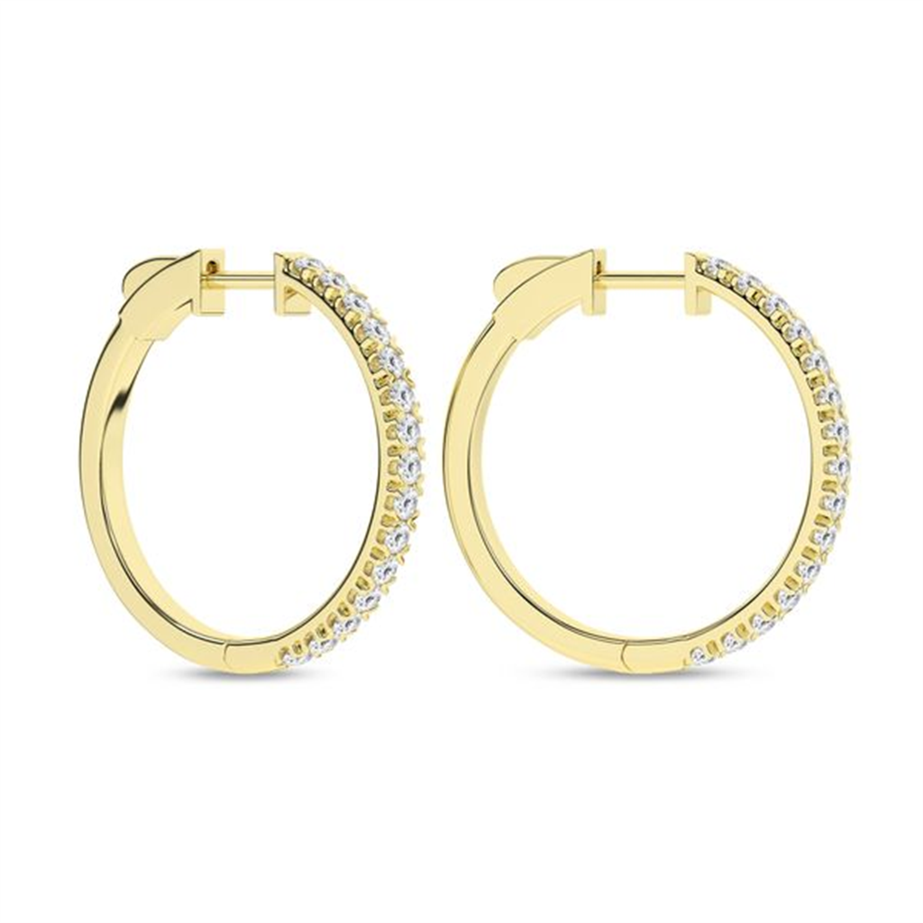 Revelation 14K Yellow Gold 1 CTW Diamond Hoop Earrings