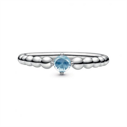 Pandora Moments March Aqua Blue Beaded Ring Size 7
