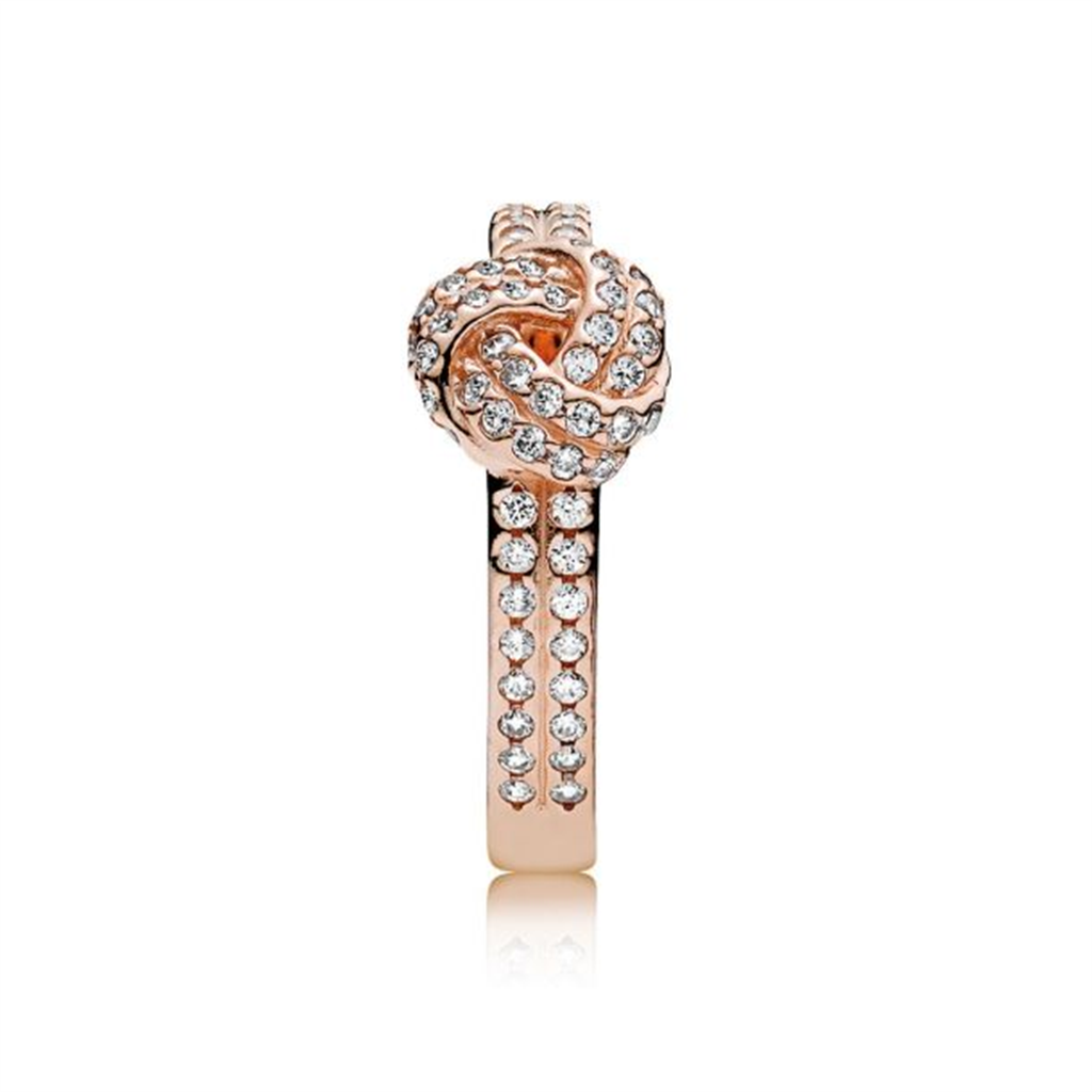 Pandora Timeless Rose Gold Shimmering Knot Ring Size 7
