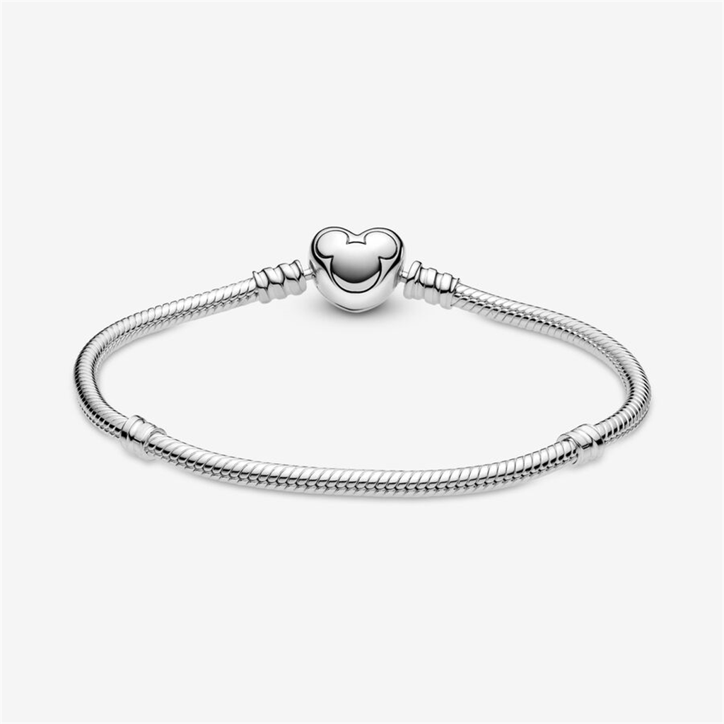 Pandora Disney Mickey Mouse Heart Clasp Snake Chain Bracelet Size Size 20