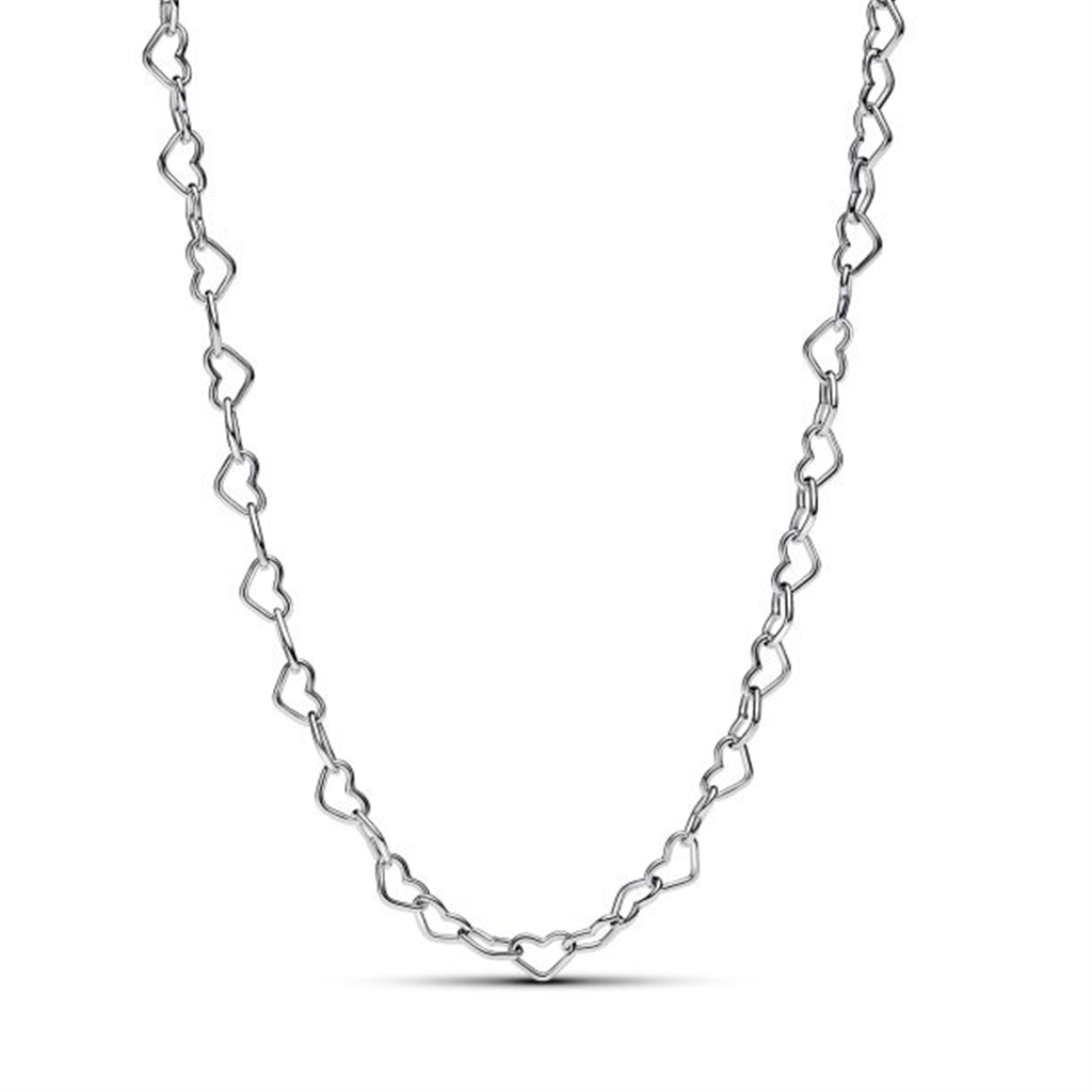 Pandora Moments Silver Linked Hearts Collier Necklace 45 cm