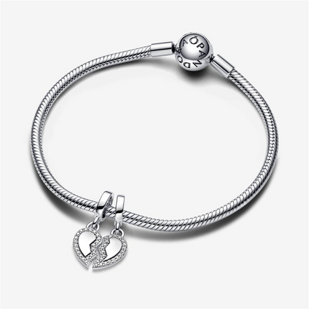 Pandora Moments "FriendsTo The End" Splittable Heart Dangle Charm