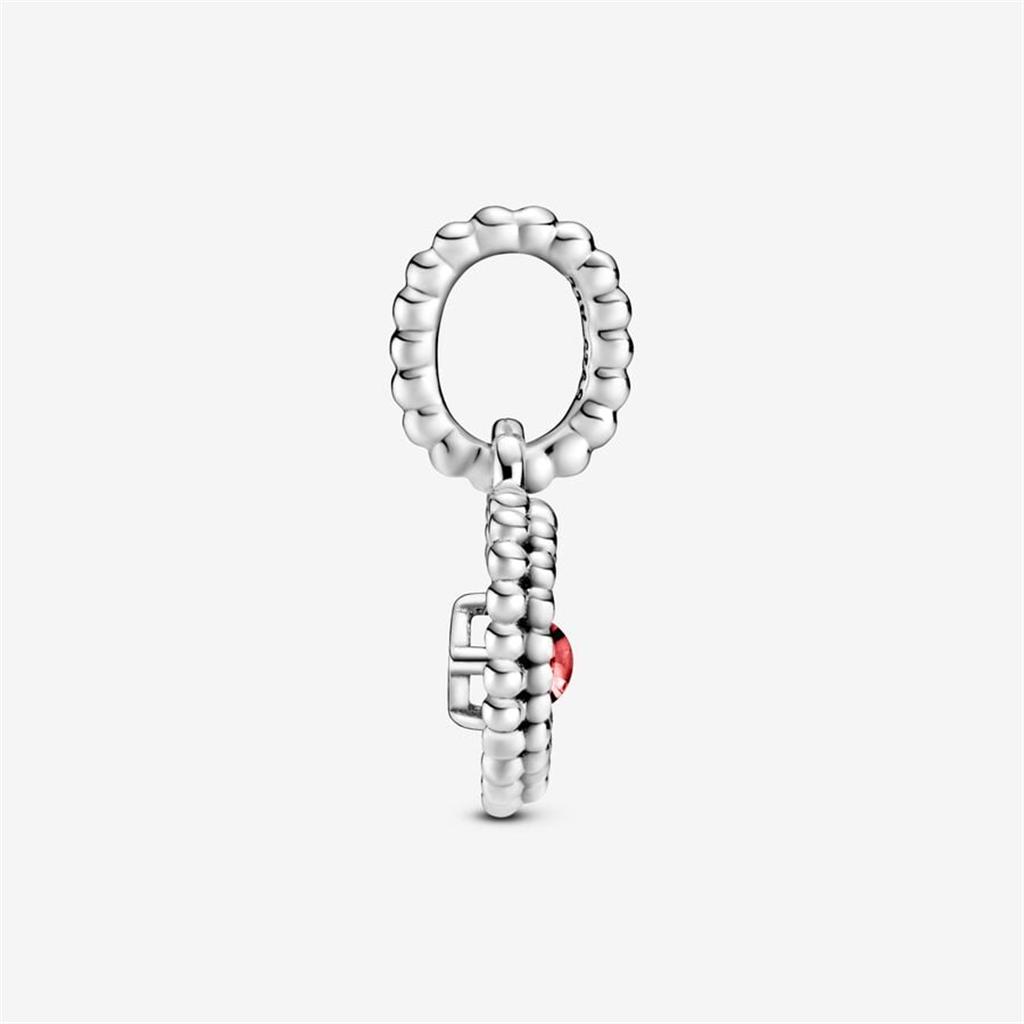 Pandora Moments July Blazing Red Beaded Heart Dangle Charm