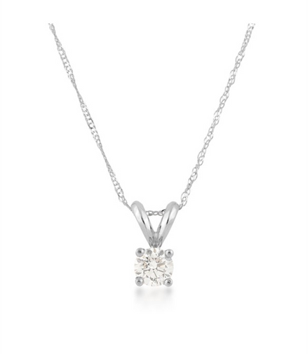 14K White Gold Diamond Solitaire Necklace