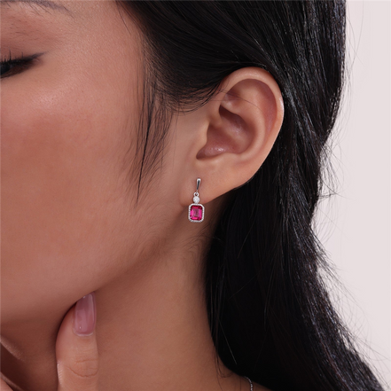 Lafonn 1.82 CTW Simulated Diamond and Garnet January Birthstone Dangle Earrings