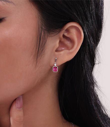 Lafonn 1.82 CTW Simulated Diamond and Garnet January Birthstone Dangle Earrings