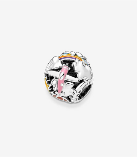 Pandora Moments "Fly Away With Me" Rainbow Sky And Travel Charm