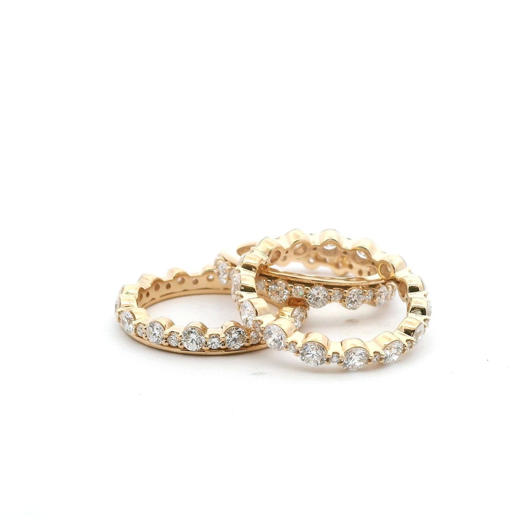 14K Yellow Gold 4.25 CTW Lab Grown Diamond Scalloped Stackable Ring Set