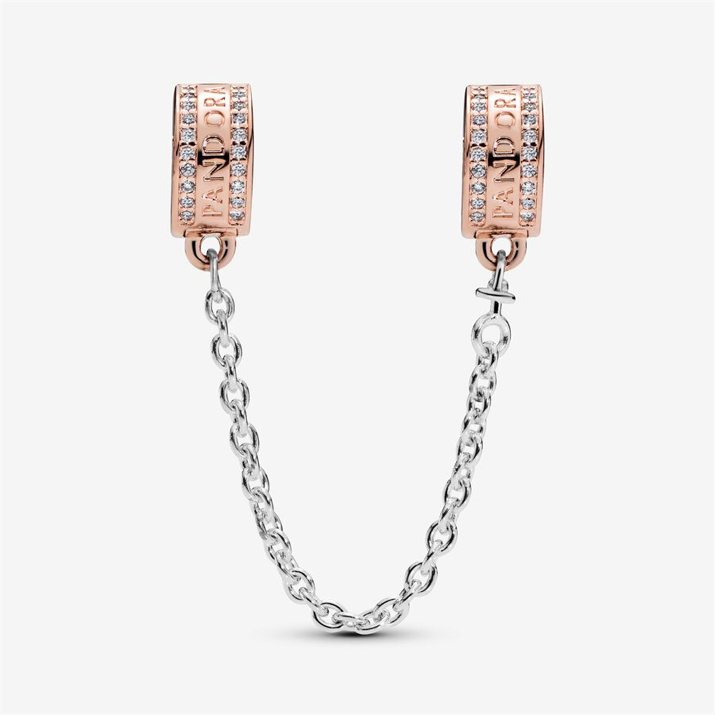 Pandora Moments 14K Rose Gold-Plated Logo Safety Chain