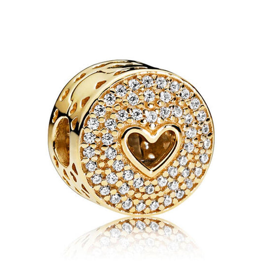 Pandora 14k Gold Heart of Luxury Pave' CZ  Clip Charm
