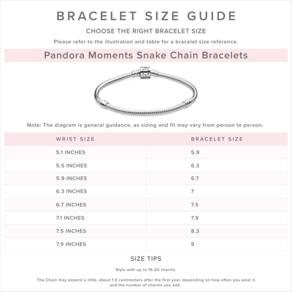 Pandora Moments Family Tree Heart Clasp Snake Charm Bracelet Size 16