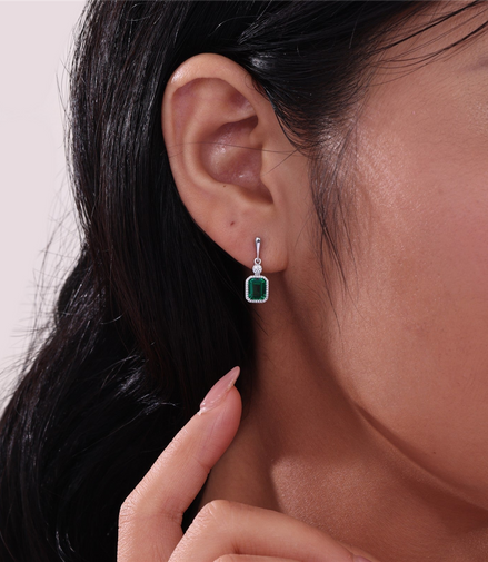 Lafonn 1.82 CTW Simulated Diamond and Emerald May Birthstone Dangle Earrings