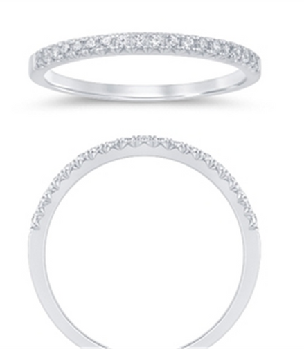 14K White Gold 0.16 CTW Diamond French Pave' Set Half Eternity Band