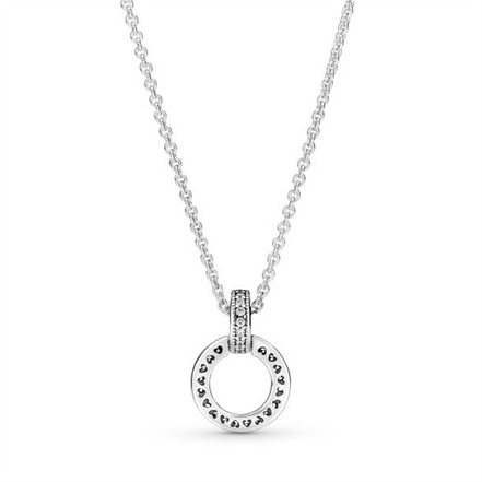 Pandora Signature Double Circle Pendant & Necklace 45 cm