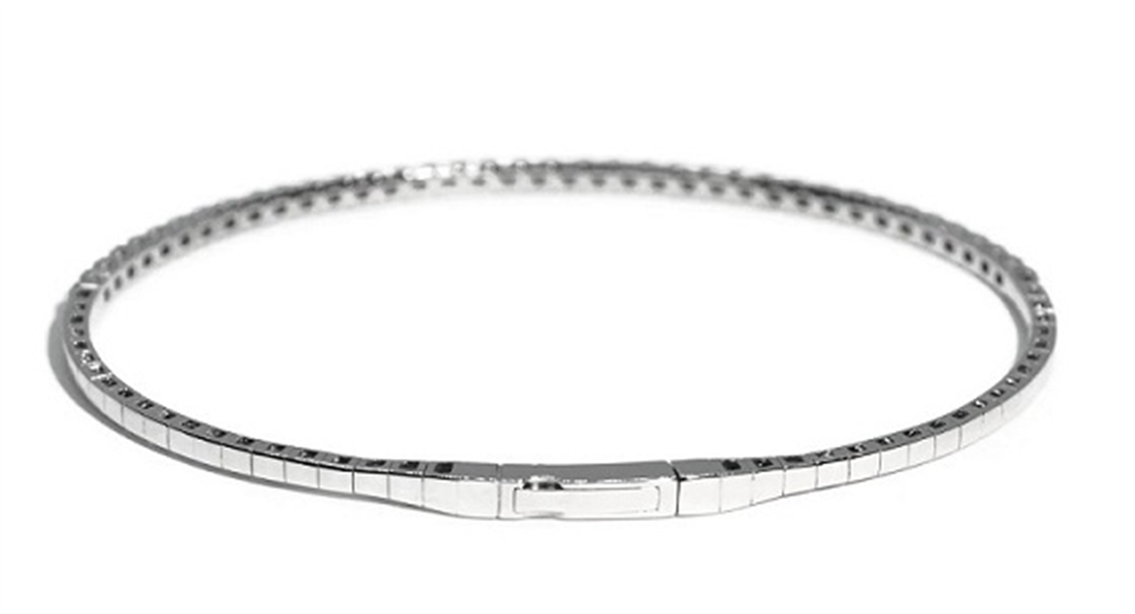 14K Gold 2 CTW Flex Half Diamond Bangle Bracelet