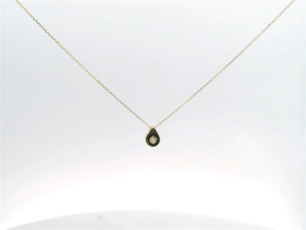14K Yellow Gold And 0.40 CTW Diamond Bezel Set Pendant Necklace