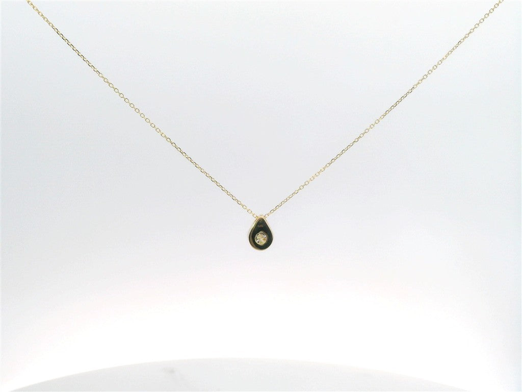 14K Yellow Gold And 0.40 CTW Diamond Bezel Set Pendant Necklace