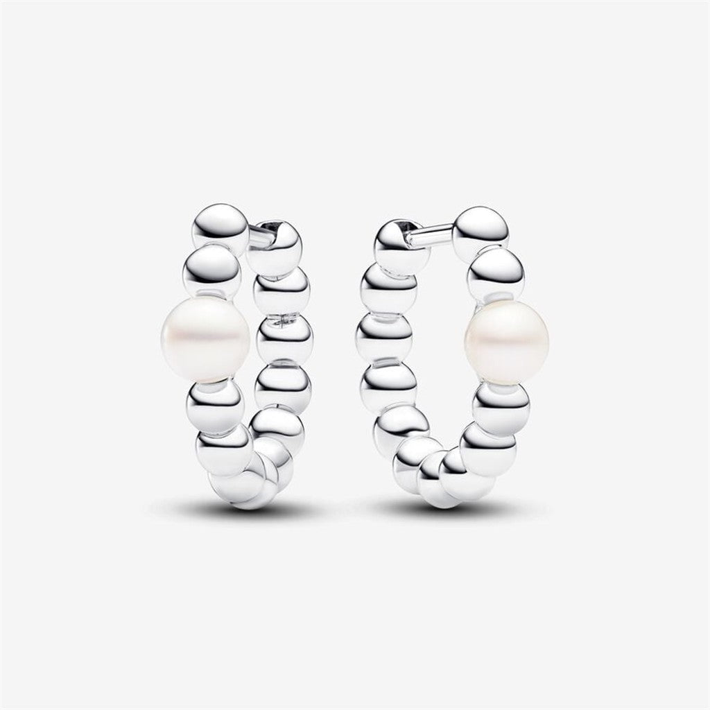 Pandora Timeless Treated Freshwater Cultured Pearl & Beads Hoop Earrings