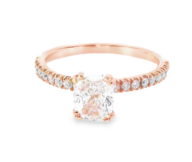 14K Rose Gold Cushion Cut Semi-mount Diamond Engagement Ring