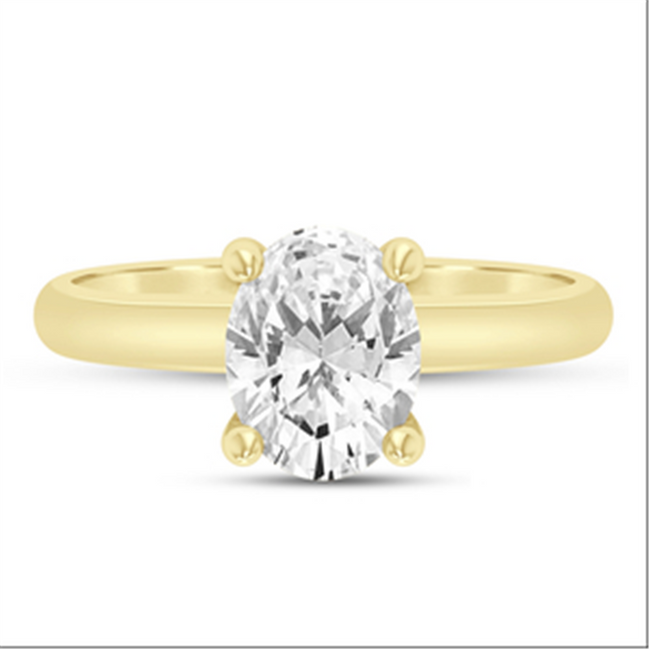 14k Yellow Gold 2 CTW Oval Cut Diamond Semi-Mount Engagement Ring