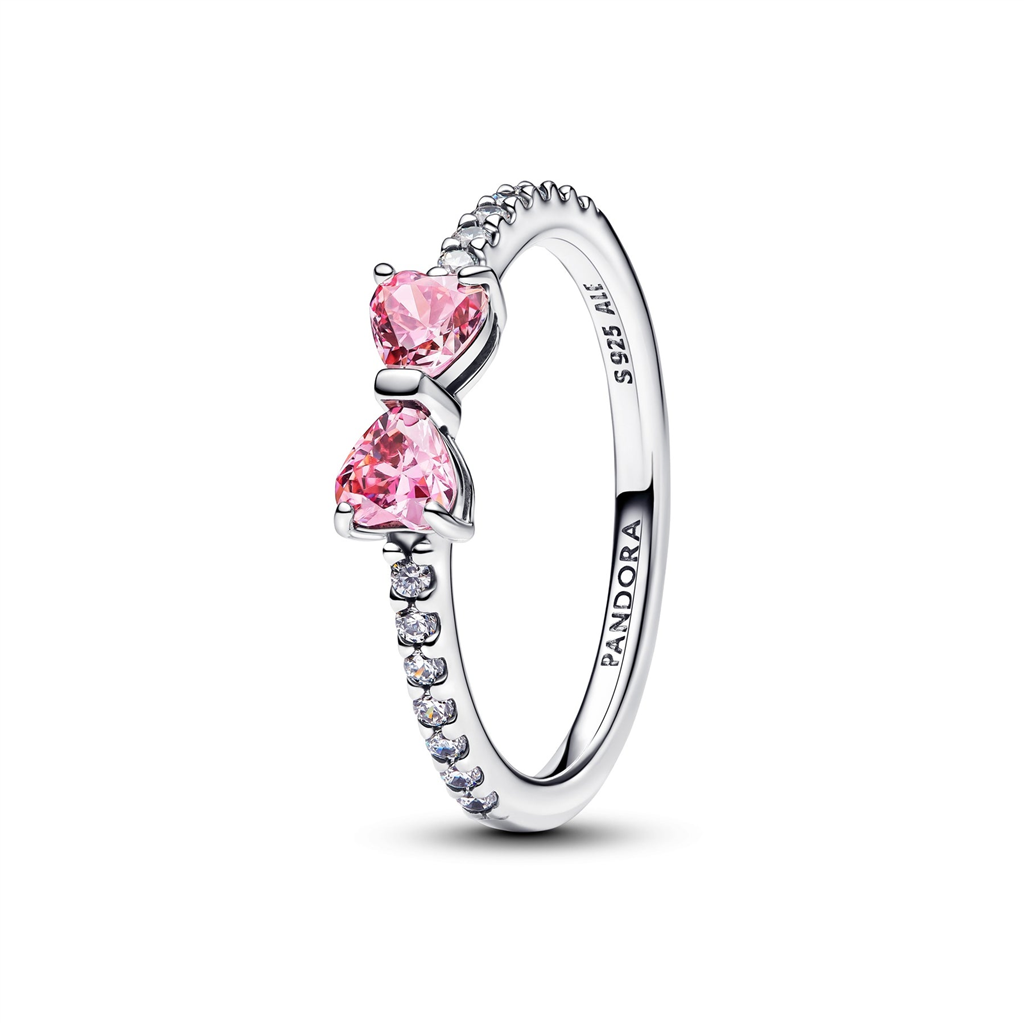 Pandora Timeless Sparkling Pink Bow Ring Size 7