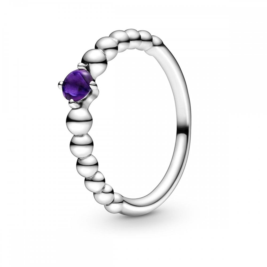 Pandora Moments February Purple Beaded Ring Size 6