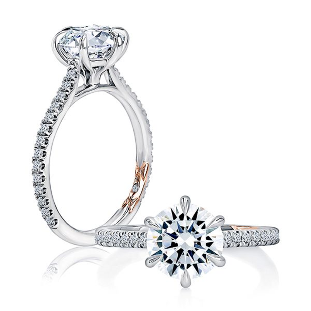A.JAFFE 14K Gold And 6 Prong Solitaire Diamond Semi-Mount Engagement Ring