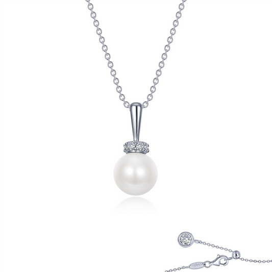LaFonn Simulated Diamond and Cultured Freshwater Pearl Necklace