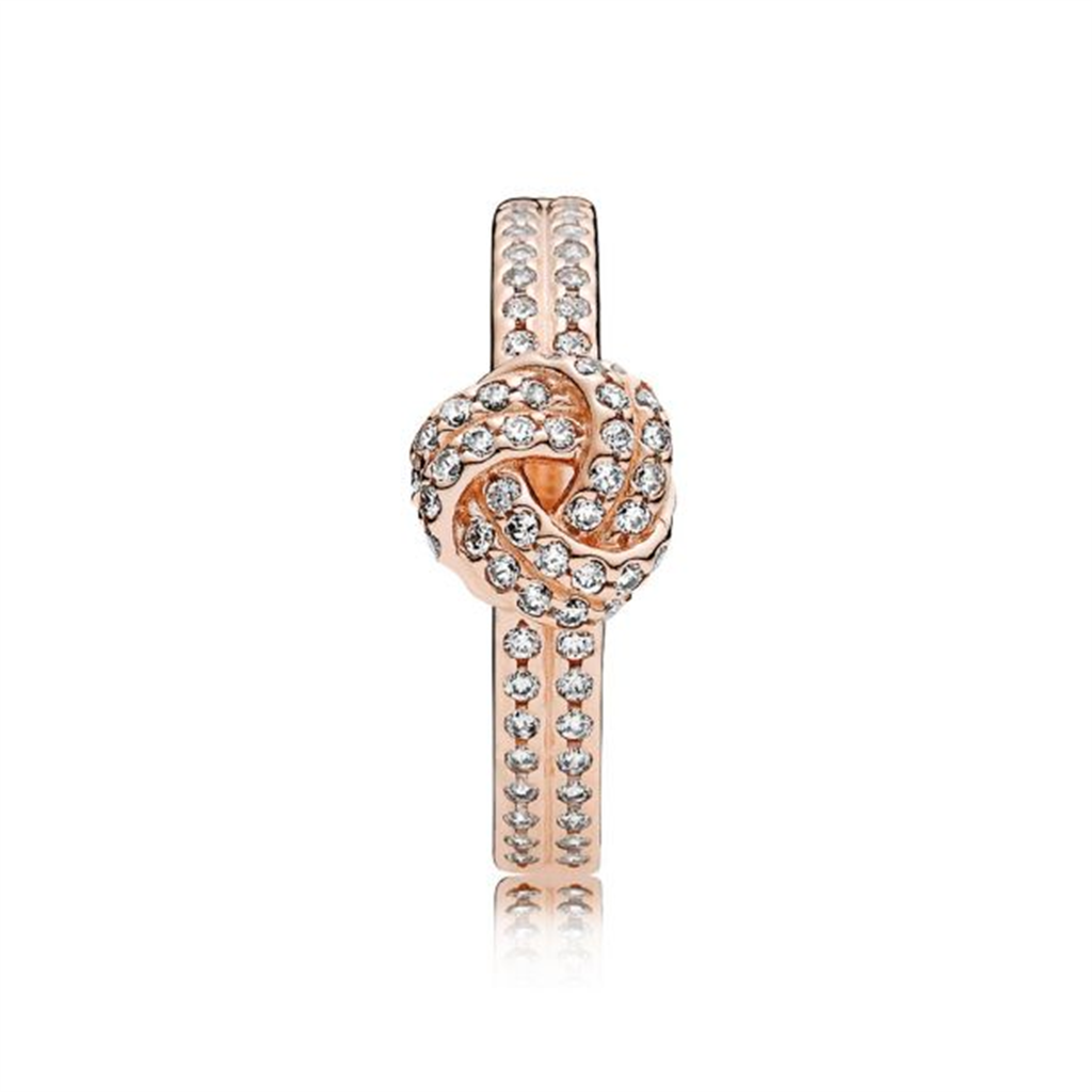 Pandora Timeless Rose Gold Shimmering Knot Ring Size 7