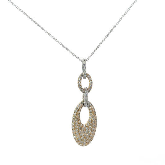 Ladies 14K Gold And 1.23 CT Pave' Diamond Fashion Pendant Necklace