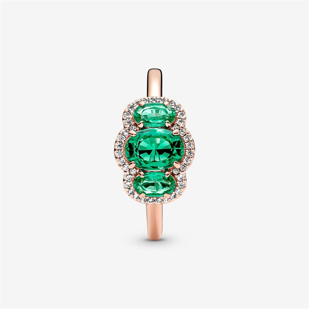 Pandora Timeless Green Three Stone Vintage Ring Size 6