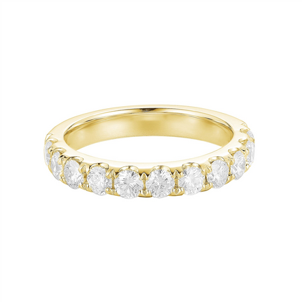 14K Yellow Gold Round Natural Diamond Band