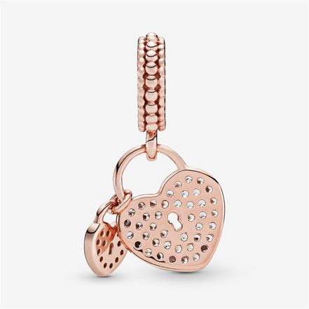 Pandora Moments Pavé Heart Padlocks Dangle Charm