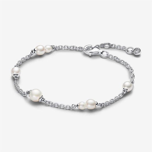 Pandora Timeless Treated Freshwater Cultured Pearl Station Chain Bracelet Size 20