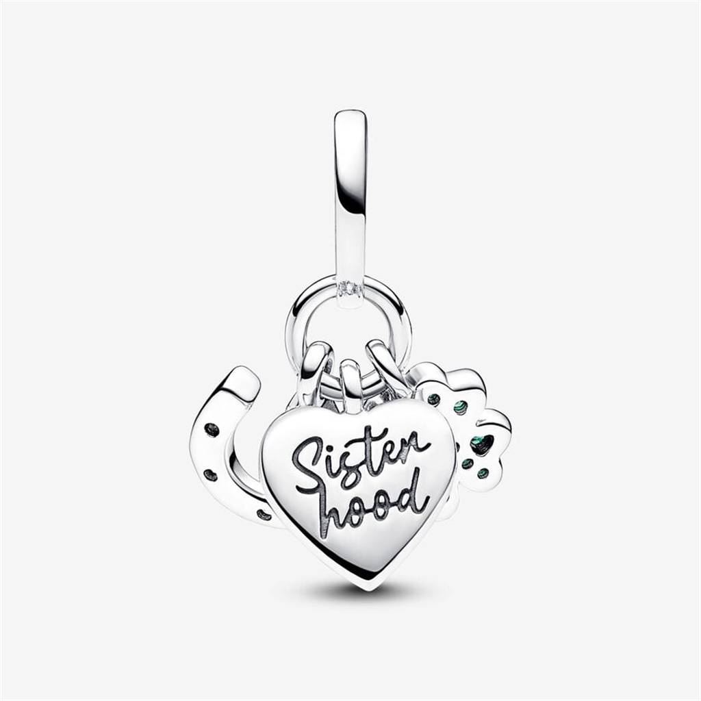 Pandora Moments Four Leaf Clover, Heart and Horseshoe Triple Dangle Charm