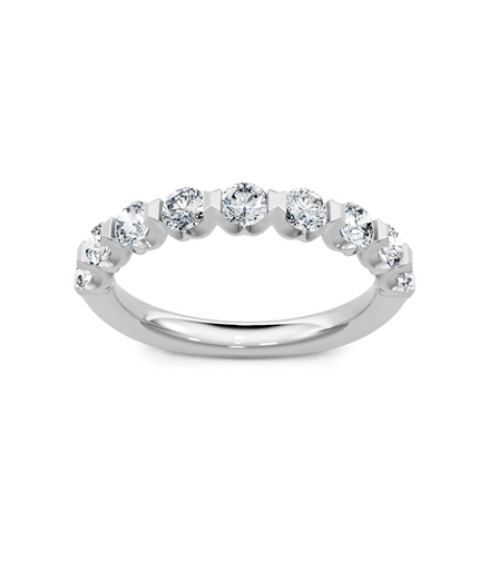 14K White Gold 1.10 CT Round Diamond Half Eternity Band