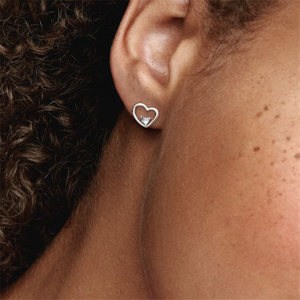 Pandora Moments Asymmetrical Heart Stud Earrings
