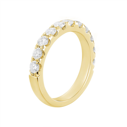 14K Yellow Gold Round Natural Diamond Band