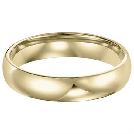 14K Yellow Gold 4MM Low Dome Comfort Fit Plain Wedding Band