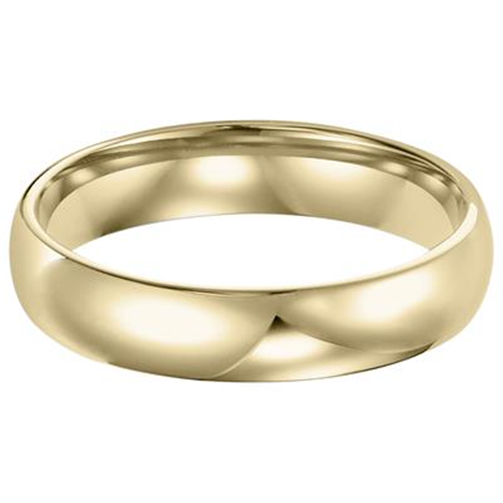 14K Yellow Gold 4MM Low Dome Comfort Fit Plain Wedding Band