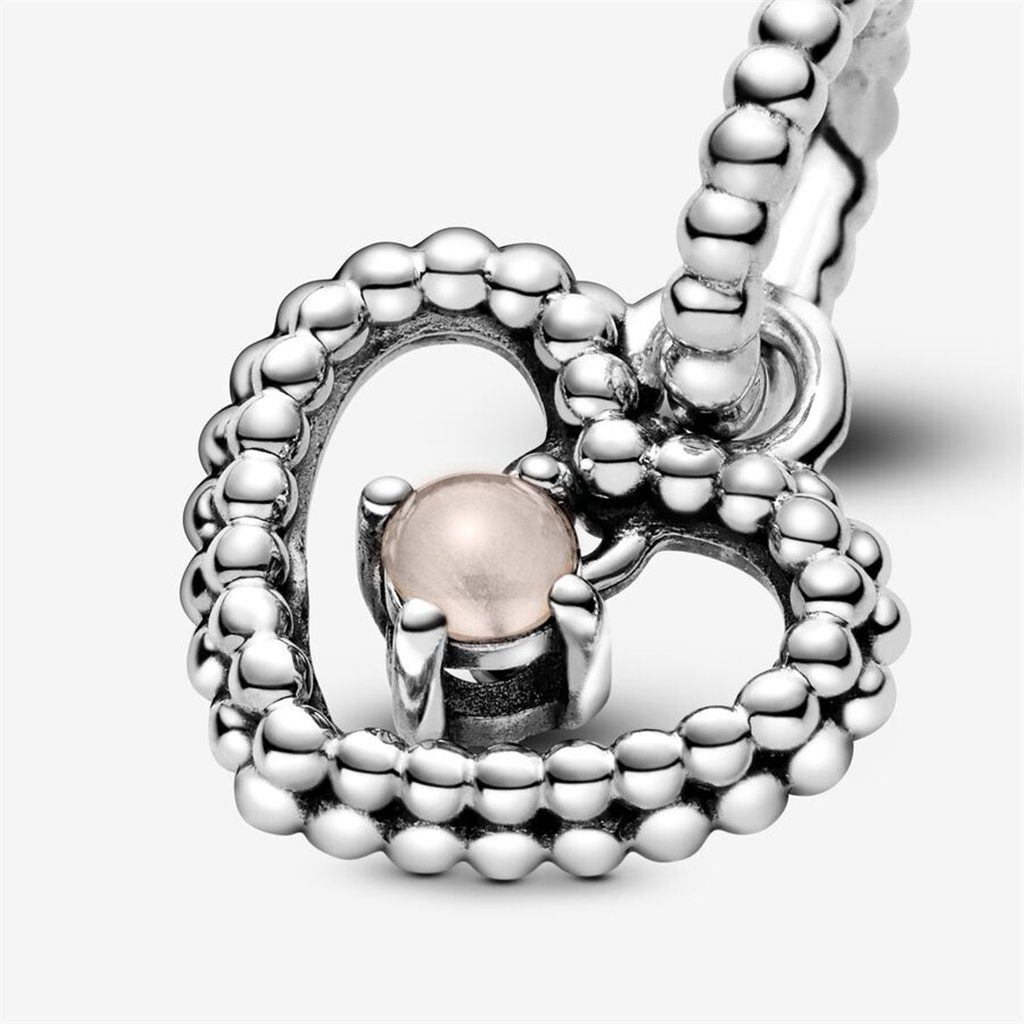 Pandora Moments June Misty Rose Beaded Heart Dangle Charm