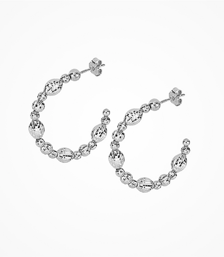 Desmos Rhodium Plated Crystal Bloom 30" Hoop Earrings