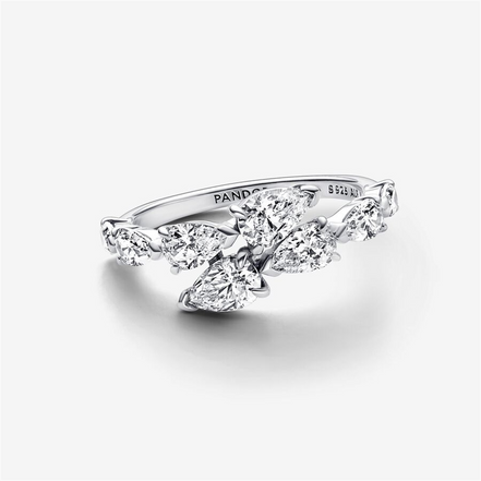 Pandora Timeless Sparkling Overlapping Band Ring Size 7
