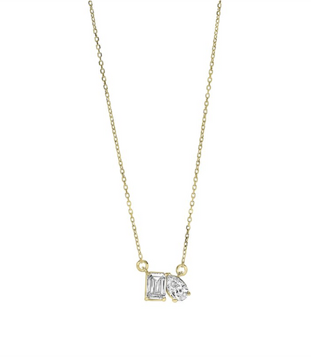 14K Yellow Gold 1 CTW Lab Grown Diamond Toi et Moi Pendant Necklace
