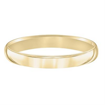 Low Dome 14K Yellow Gold 3MM Comfort Fit Plain Wedding Band
