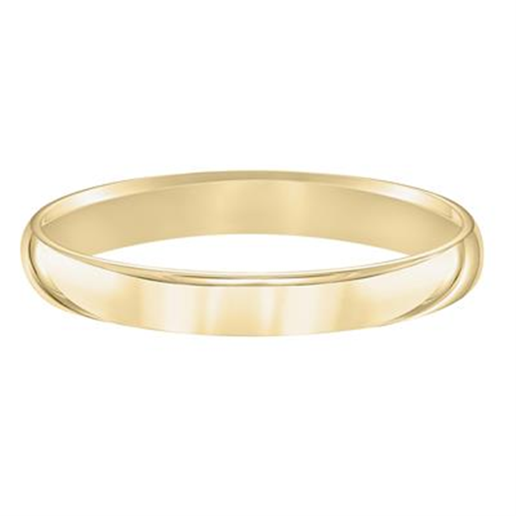Low Dome 14K Yellow Gold 3MM Comfort Fit Plain Wedding Band
