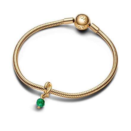 Pandora Moments May Faceted Green Eternity Circle Dangle Charm