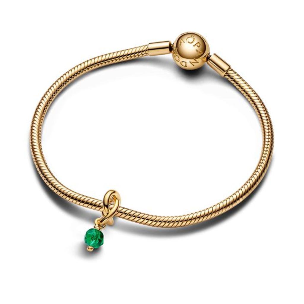 Pandora Moments May Faceted Green Eternity Circle Dangle Charm