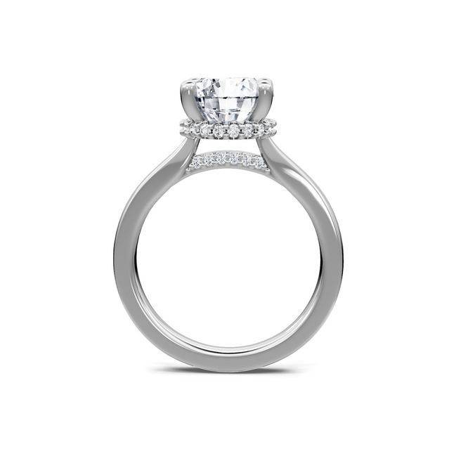 14K White Gold 0.16 CTW Round Diamond Hidden Halo Semi-Mount Engagement Ring