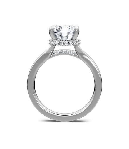 14K White Gold 0.16 CTW Round Diamond Hidden Halo Semi-Mount Engagement Ring